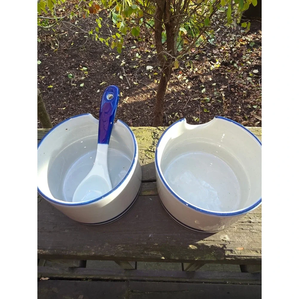 Vintage Dansk NR Japan Cobalt Blue Covered Jar Pair w/ Spoons | Niels Refsgaard‎